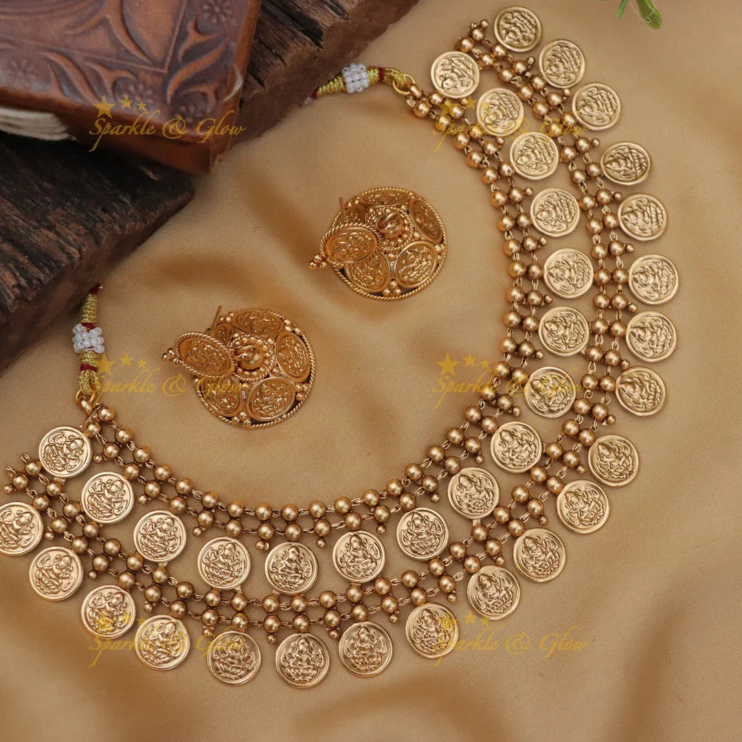 Exquisite Lakshmi Coin Temple Necklace - New Arrival