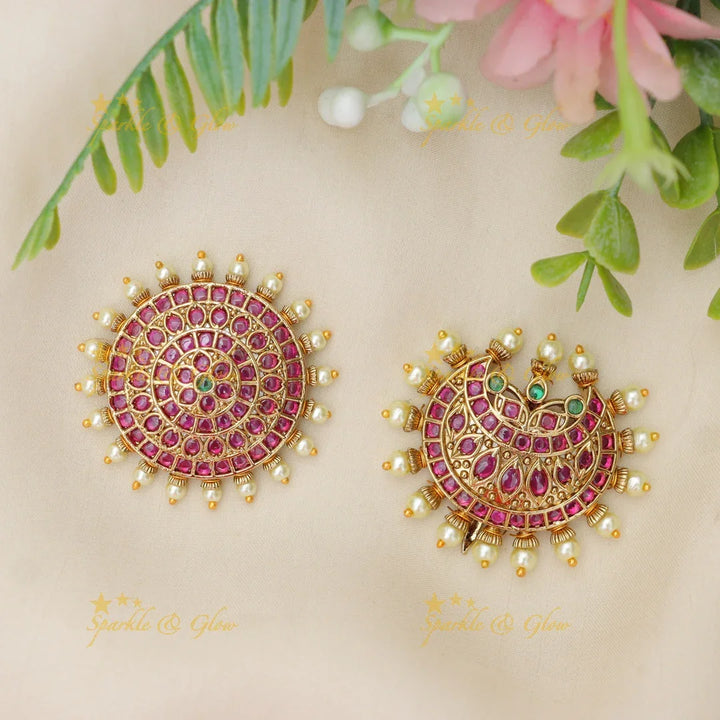 Elegant Kemp Floral Jada Billai with Pearl Charm