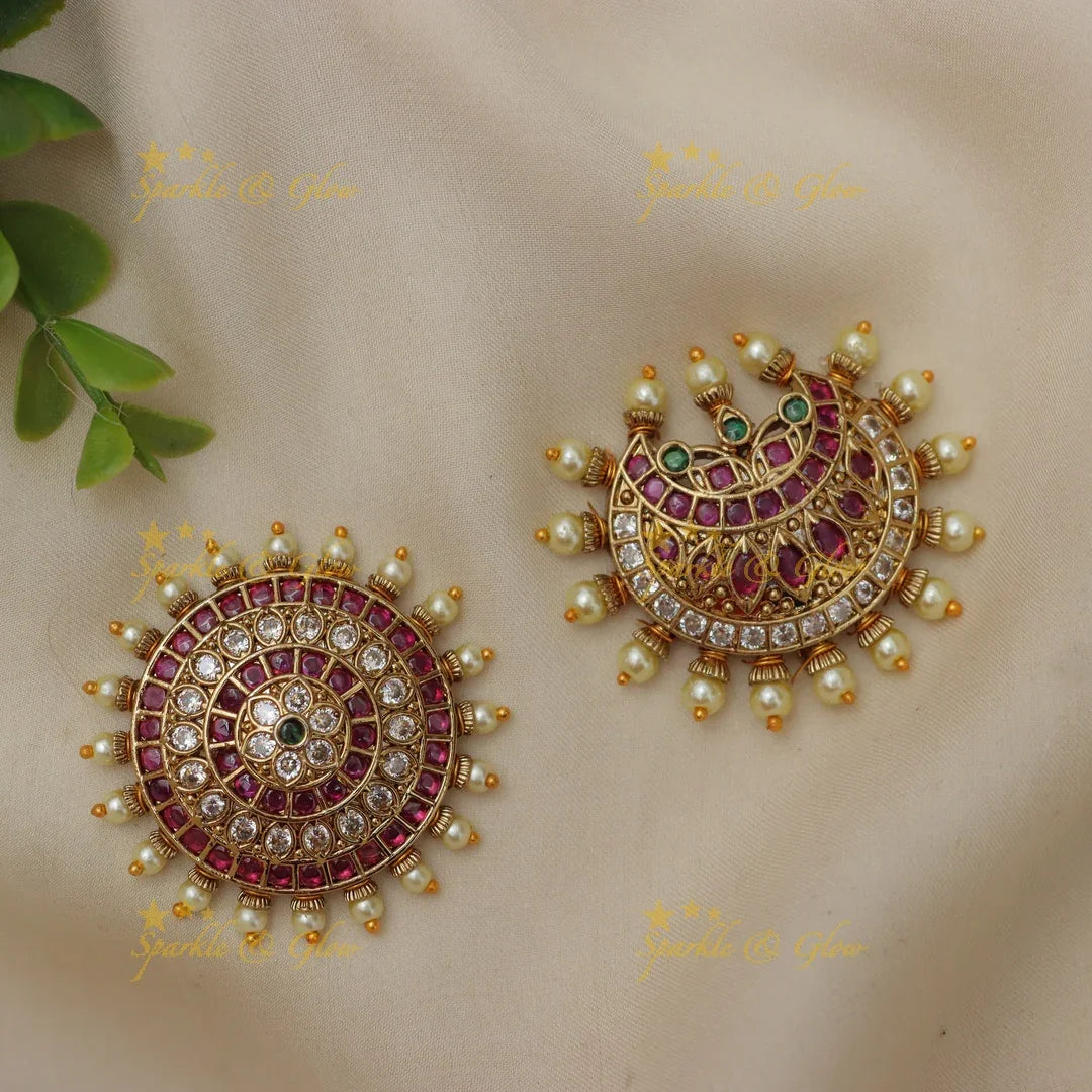 Elegant Kemp Floral Jada Billai with Pearl Charm