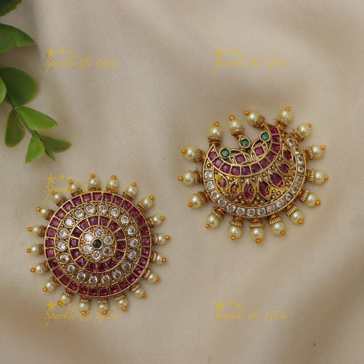 Elegant Kemp Floral Jada Billai with Pearl Charm