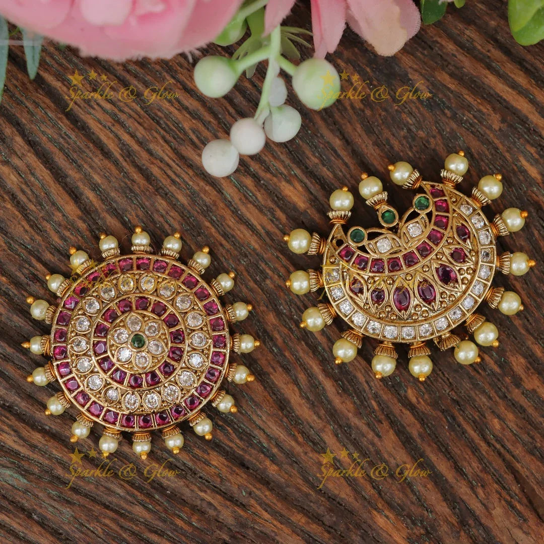 Elegant Kemp Floral Jada Billai with Pearl Charm