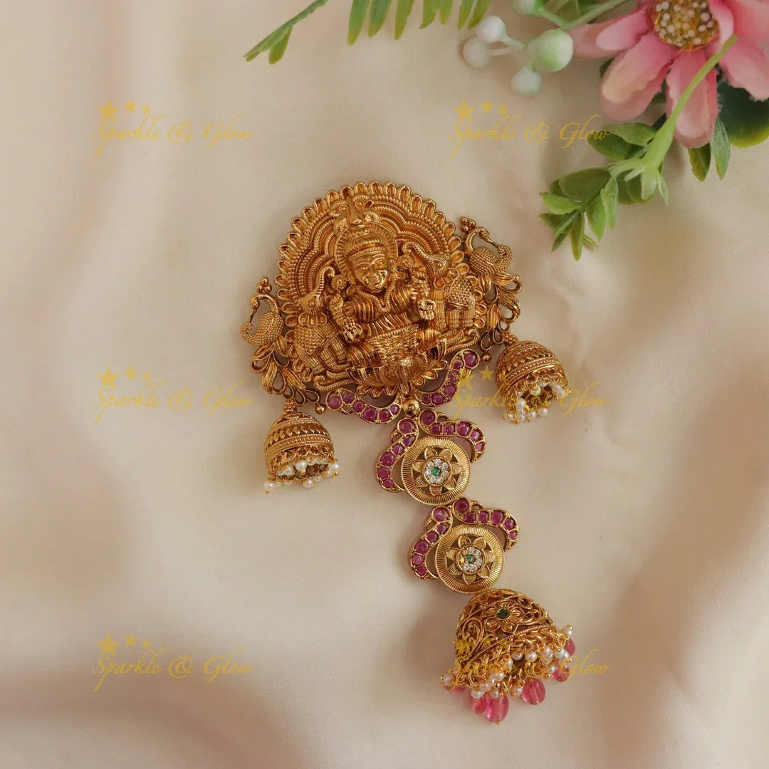 Exquisite Kemp Hair Clip with Elephants & Lakshmi