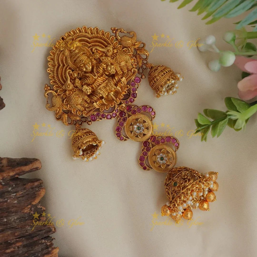 Exquisite Kemp Hair Clip with Elephants & Lakshmi