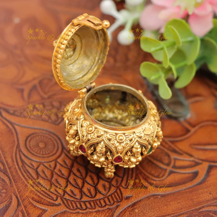 Exquisite Temple Gold Kumkum Box for Festive Celebrations
