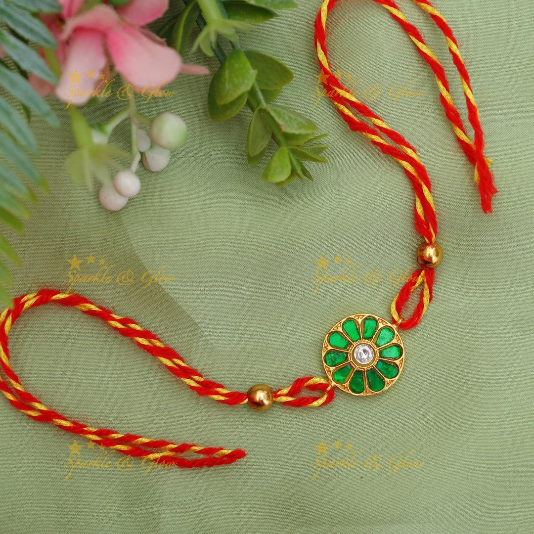 Exquisite Jadau Kundan Rakhi - Floral Elegance