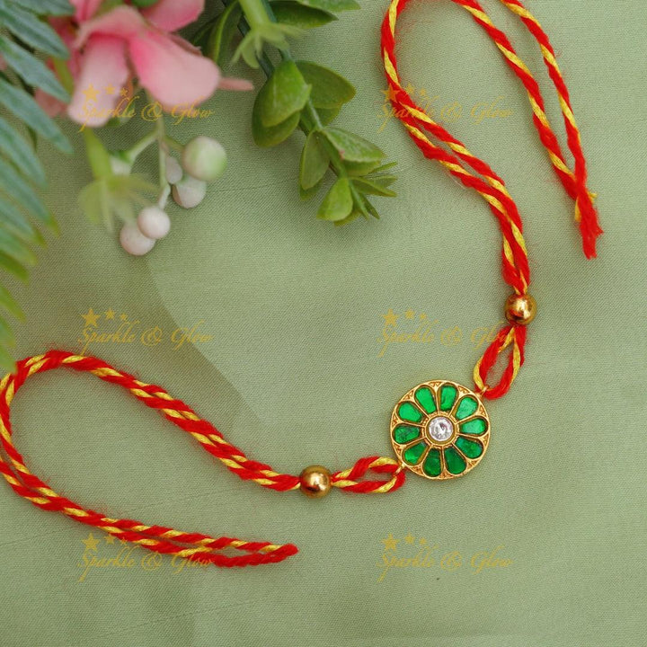 Exquisite Jadau Kundan Rakhi - Floral Elegance