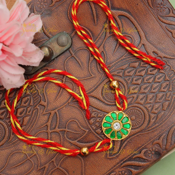 Exquisite Jadau Kundan Rakhi - Floral Elegance