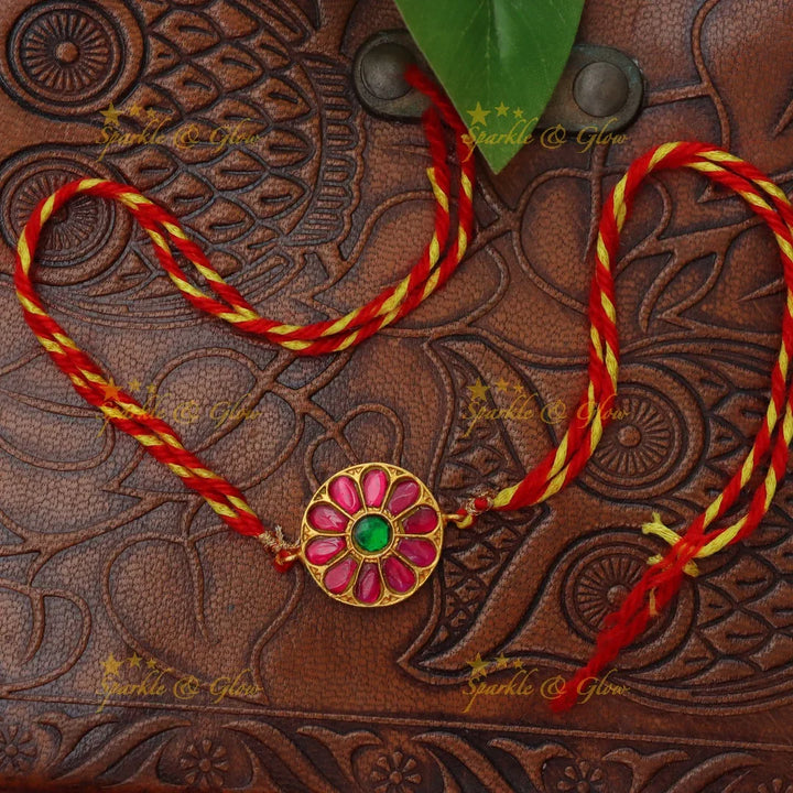 Exquisite Jadau Kundan Rakhi - Floral Elegance