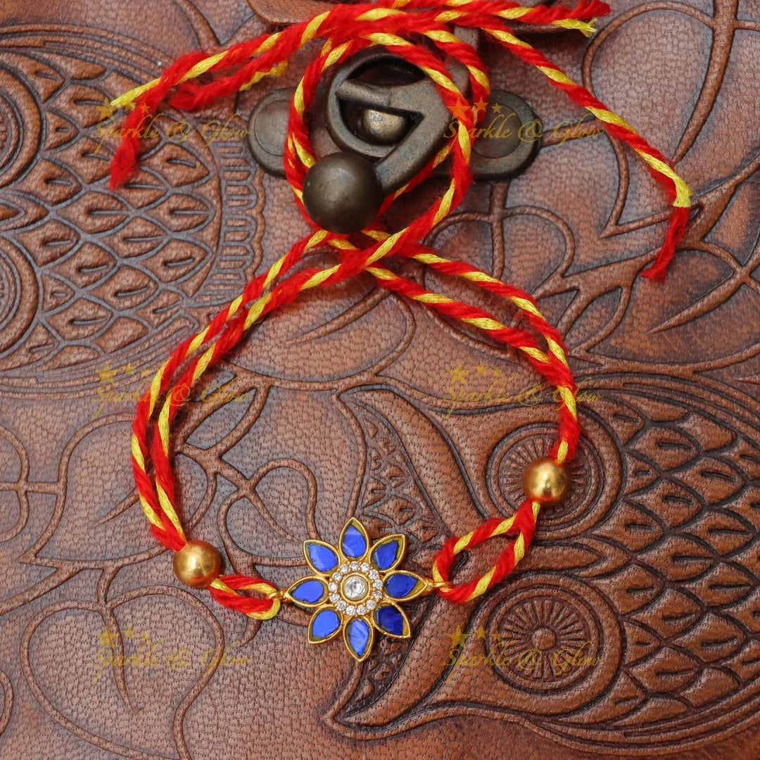 Exquisite Floral Jadau Kundan Rakhi for Festive Elegance