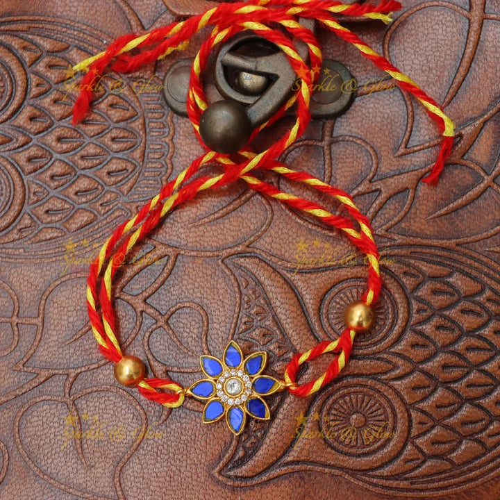 Exquisite Floral Jadau Kundan Rakhi for Festive Elegance