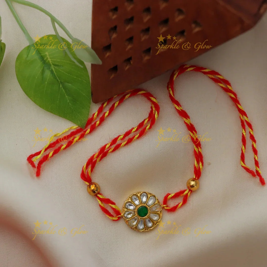 Exquisite Jadau Kundan Rakhi - Floral Elegance
