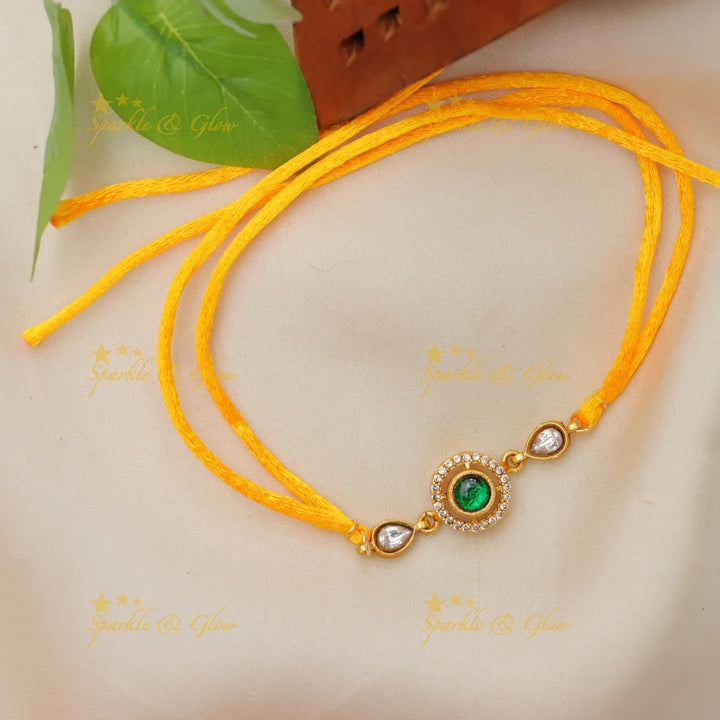 Elegant Jadau Kundan Rakhi - Exquisite Festive Jewelry