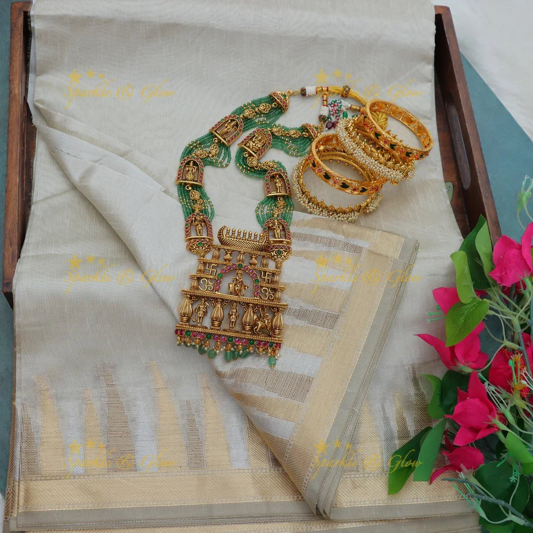 Exquisite Kerala Saree & Blouse – Tissue Elegance