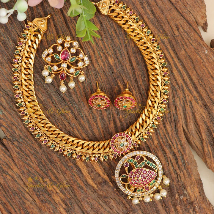 Exquisite Temple Peacock Necklace - Perfect for Special Events