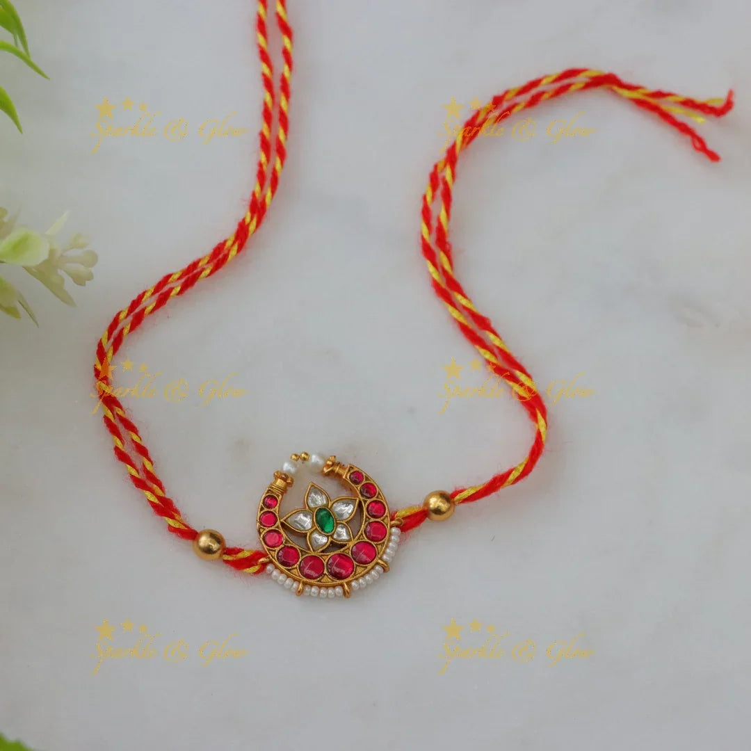 Elegant Jadau Kundan Rakhi - Perfect for Celebrations