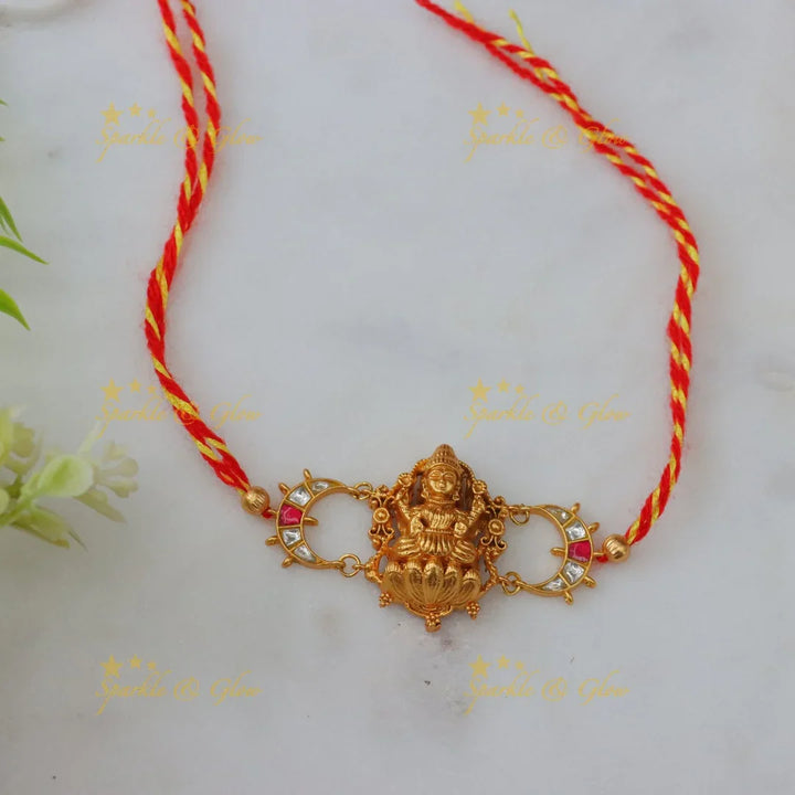 Elegant Jadau Lakshmi Kundan Rakhi for Festive Celebrations