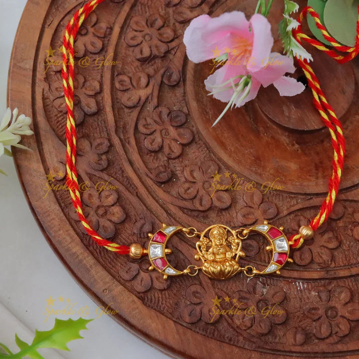 Elegant Jadau Lakshmi Kundan Rakhi for Festive Celebrations