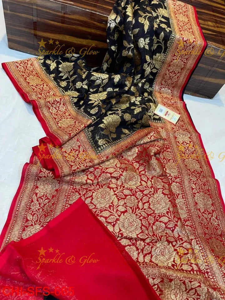Elegant Banarasi Saree with Floral Motifs - Perfect for Festive Occasions