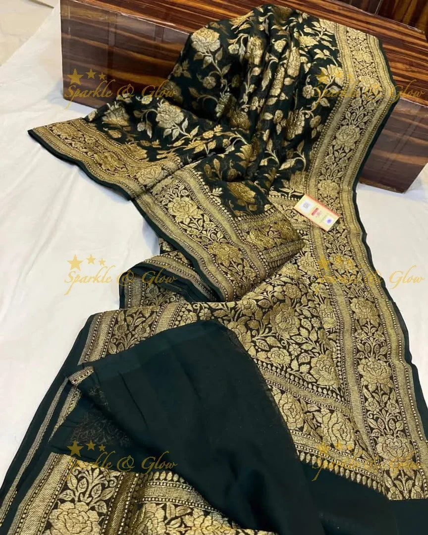Elegant Banarasi Saree with Floral Motifs - Perfect for Festive Occasions