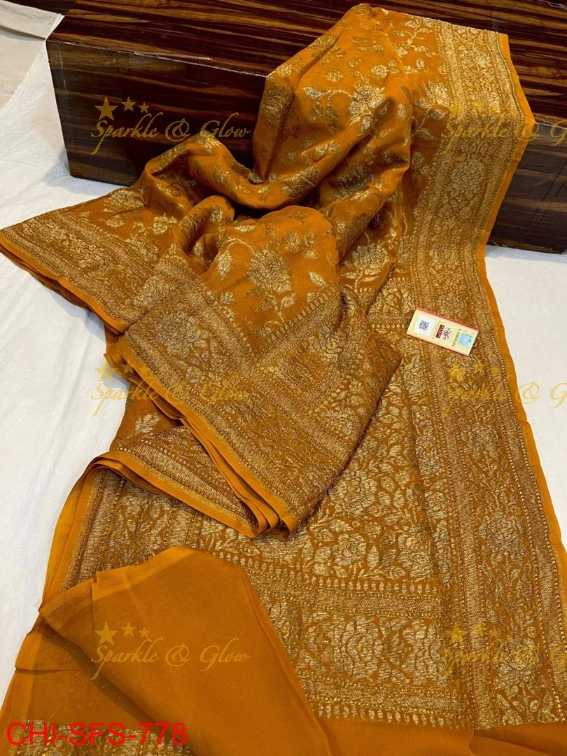 Elegant Banarasi Saree with Floral Motifs - Perfect for Festive Occasions