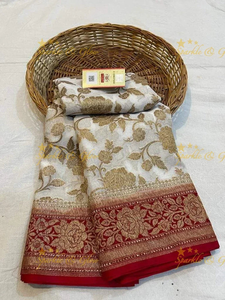 Elegant Banarasi Saree with Floral Motifs - Perfect for Festive Occasions