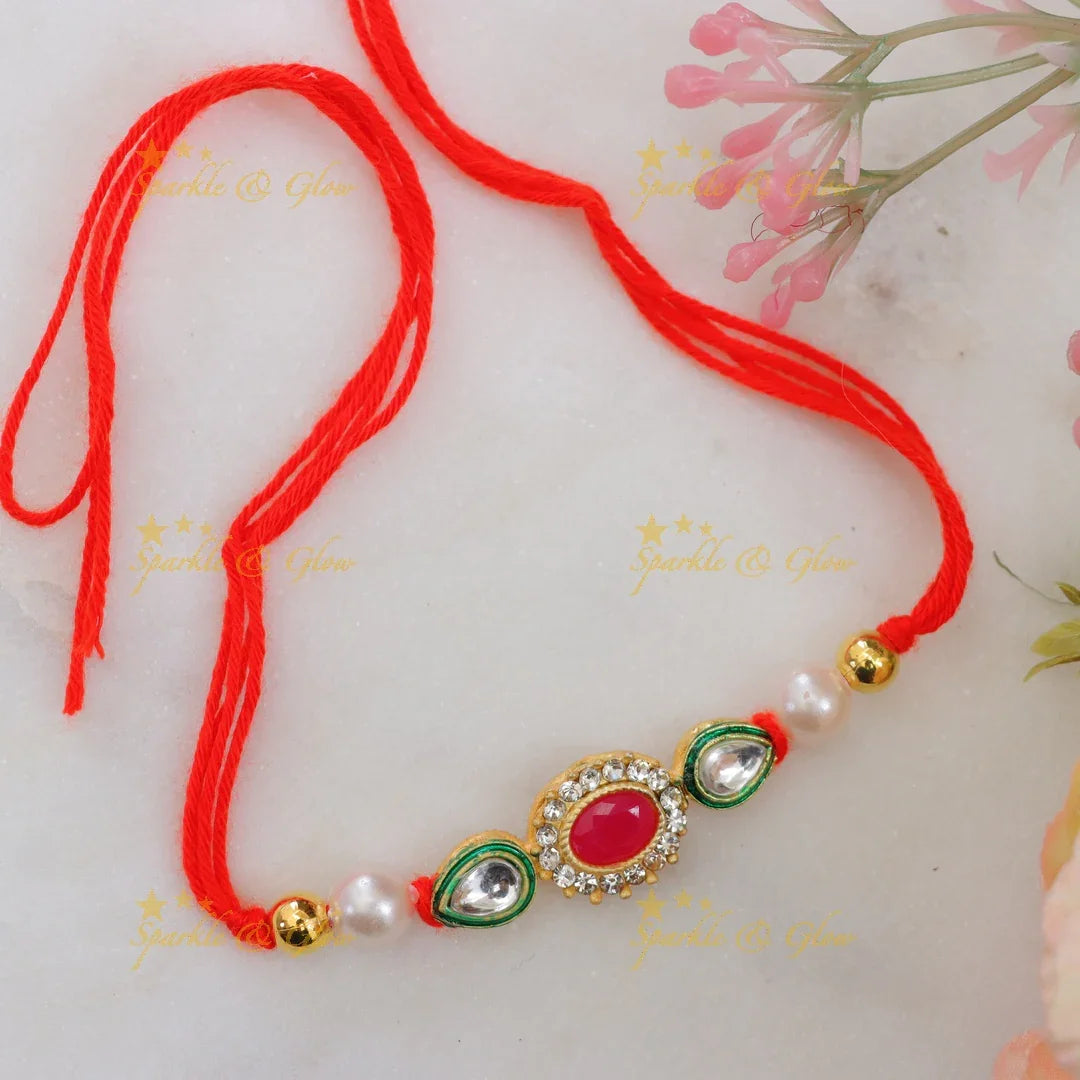 Exquisite Stone Floral Rakhi - Celebrate Raksha Bandhan