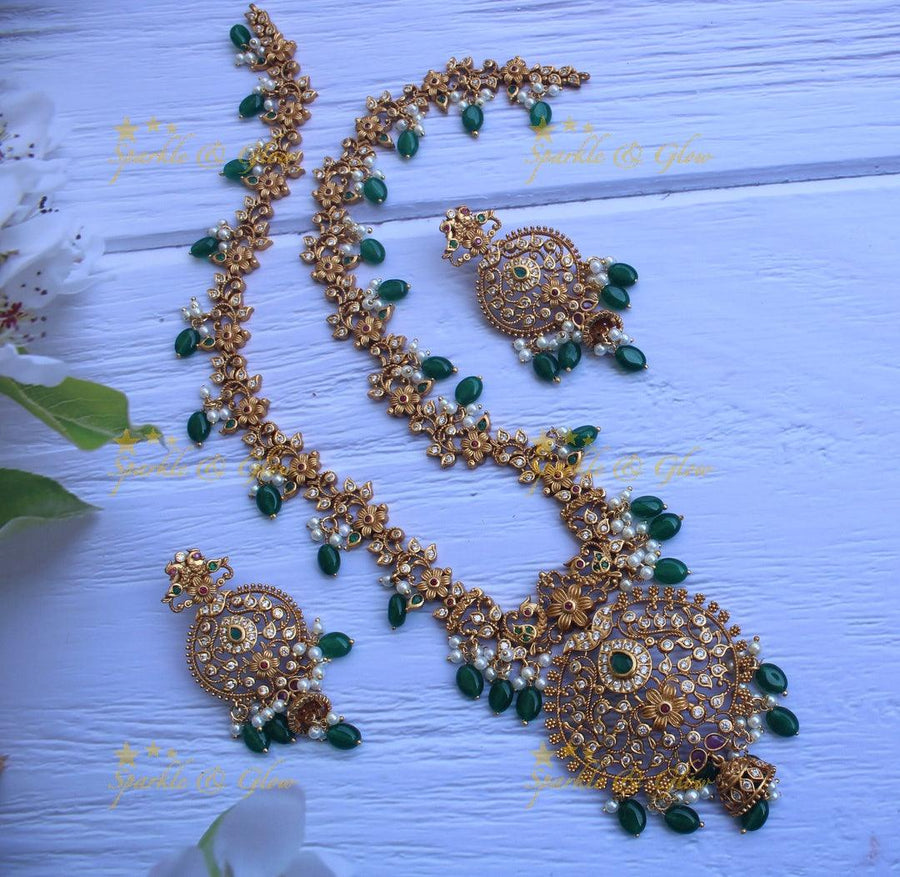 Non idol beautiful cz stones premium matte haram - Sparkle and Glow