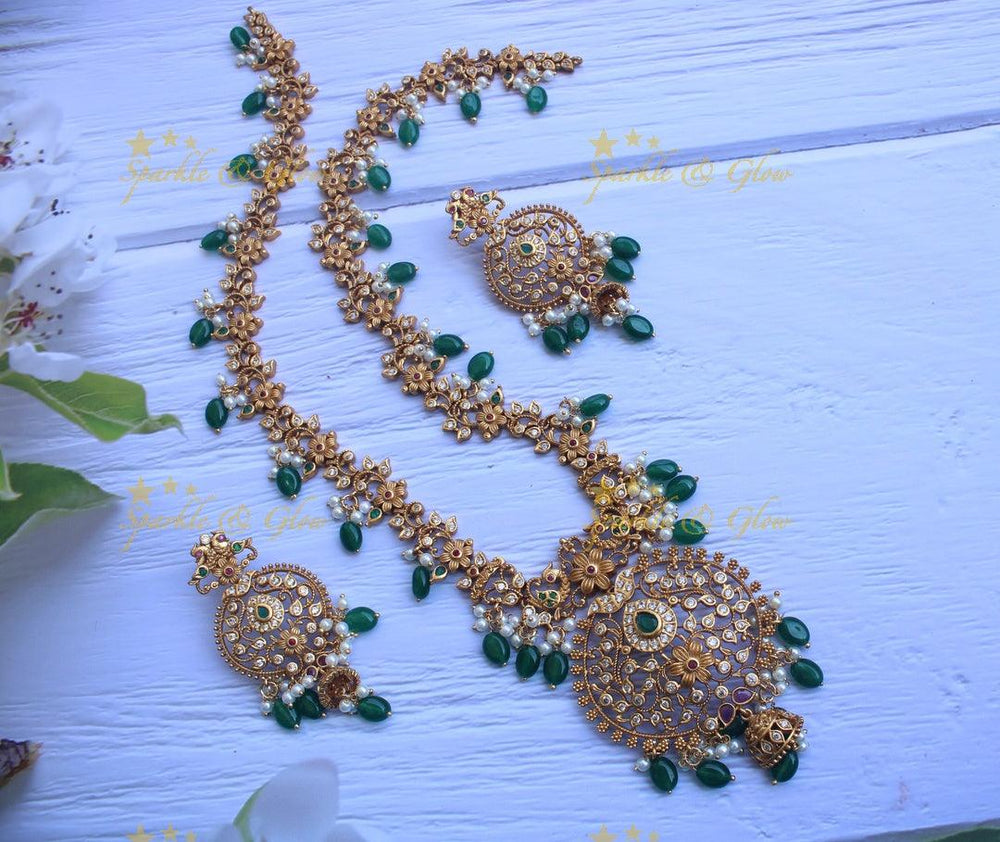 Non idol beautiful cz stones premium matte haram - Sparkle and Glow