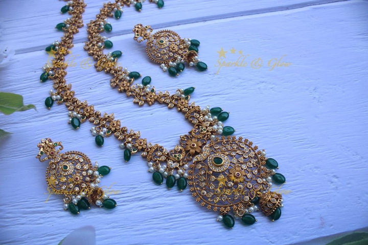 Non idol beautiful cz stones premium matte haram - Sparkle and Glow