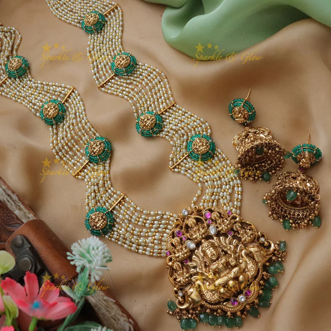 Elegant Jadau Kundan Lakshmi Haram Necklace