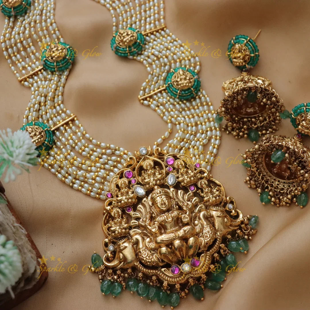 Elegant Jadau Kundan Lakshmi Haram Necklace