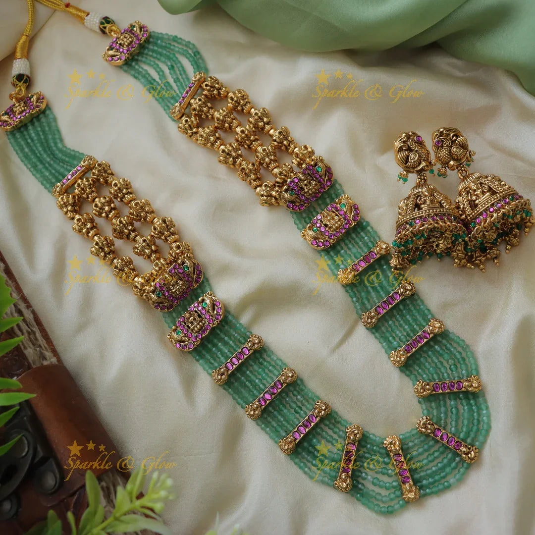 Mintgreen Jadau Necklace - Regal Layers of Elegance