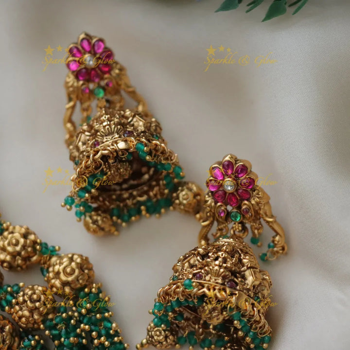 Elegant Lakshmi Peacock Gold Haram Necklace for Brides