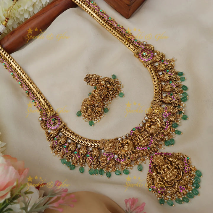 Exquisite Gold Peacock Jadau Necklace | Sparkle & Glow