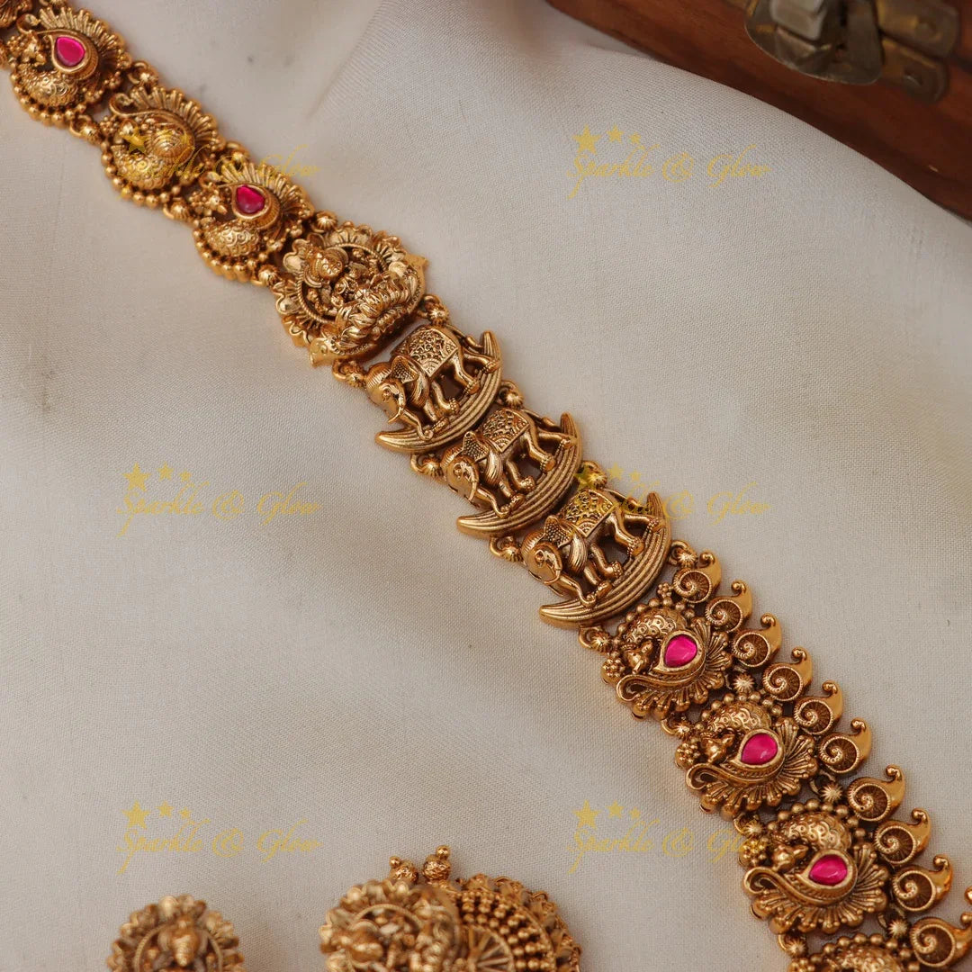 Exquisite Temple Jadau Necklace for Festive Elegance