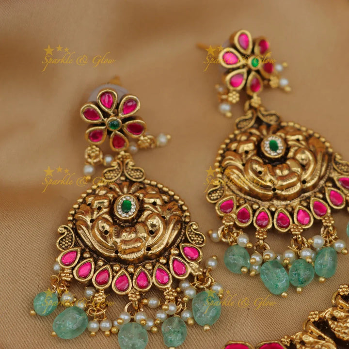 Exquisite Jadau Lakshmi Coin Necklace Set - Exclusive