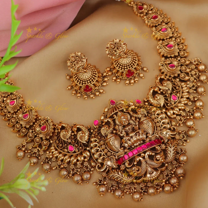 Luxurious Lakshmi Gold Necklace Set - New Arrival