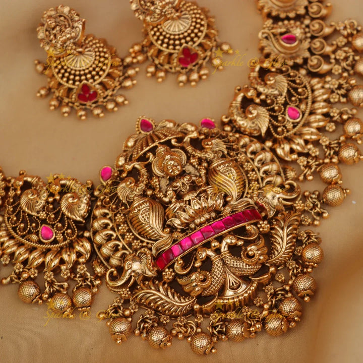 Luxurious Lakshmi Gold Necklace Set - New Arrival