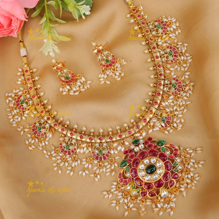 Exquisite Jadau Kundan Guttapusalu Necklace Set Online