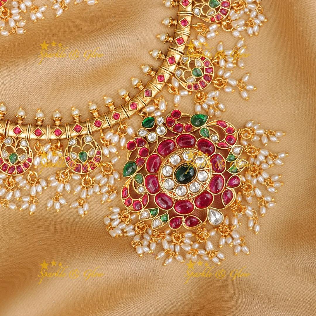 Exquisite Jadau Kundan Guttapusalu Necklace Set Online