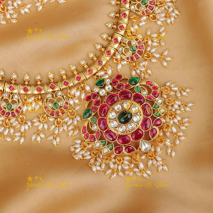 Exquisite Jadau Kundan Guttapusalu Necklace Set Online