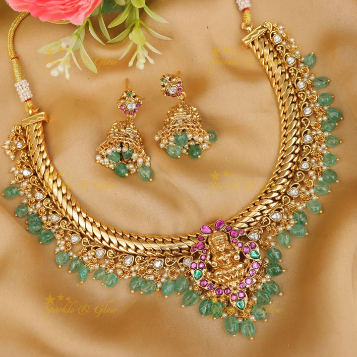 Exquisite Jadau Lakshmi Necklace - Timeless Gold Beauty