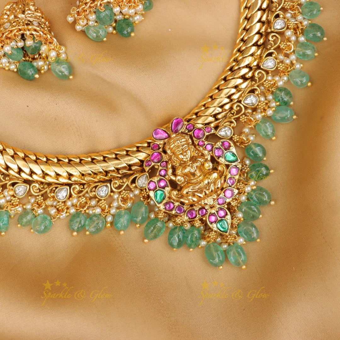 Exquisite Jadau Lakshmi Necklace - Timeless Gold Beauty