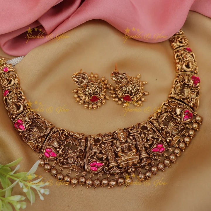 Exquisite Jadau Gold Necklace with Festive Beads