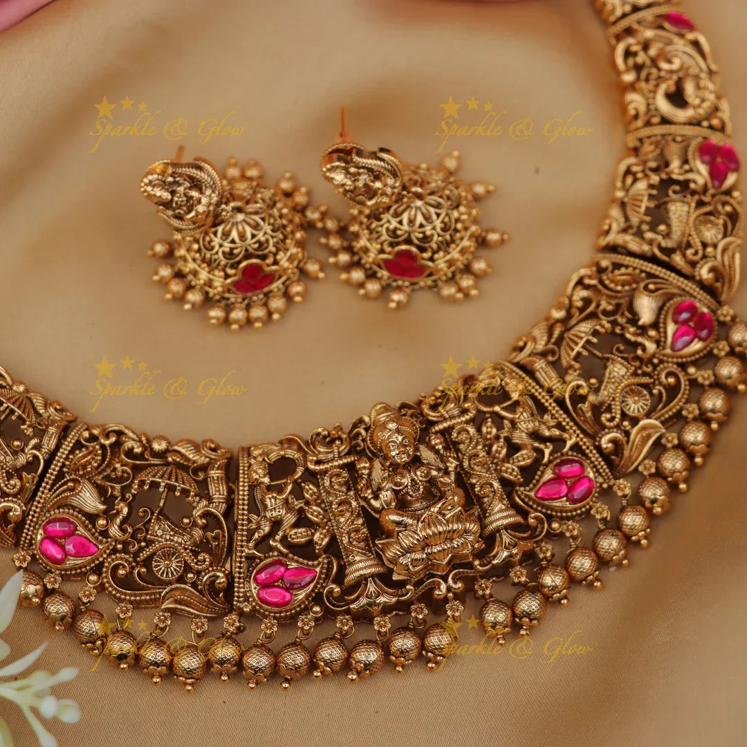 Exquisite Jadau Gold Necklace with Festive Beads