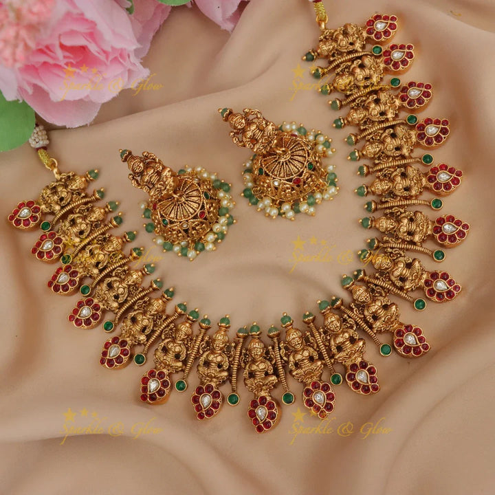 Luxurious Lakshmi Jadau Necklace Set Online