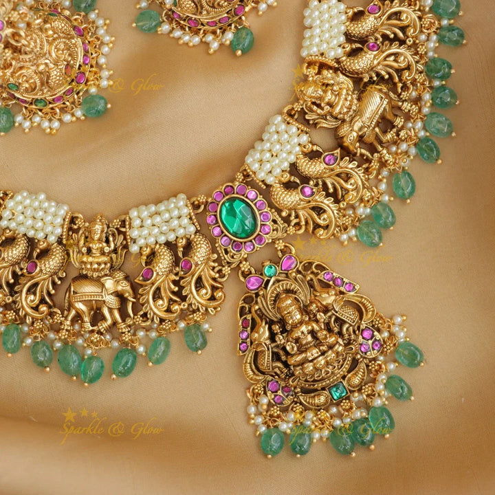 Exquisite Jadau Necklace with Peacock & Pearls Online