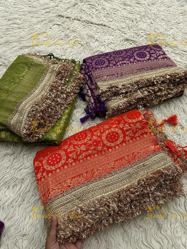 Banarasi Semi Katan Georgette Bandhni Silk Saree