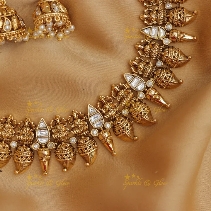 Beautiful Lakshmi Mango Gold Alike Necklace