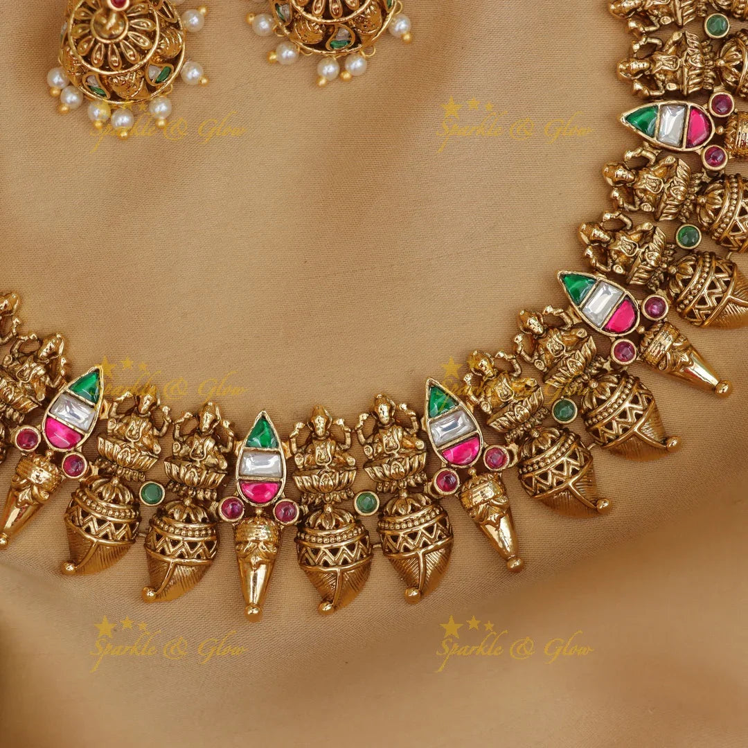 Beautiful Lakshmi Mango Gold Alike Necklace